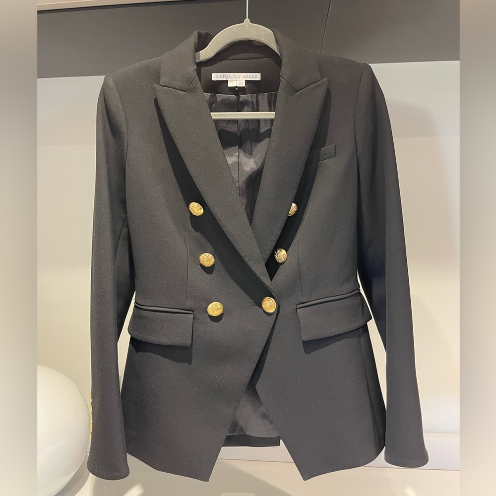 Veronica Beard Black Double-Breasted Blazer with Gold Buttons - Picture 7 of 16